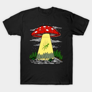 Magic Mushrooms Alien Abduction T-Shirt